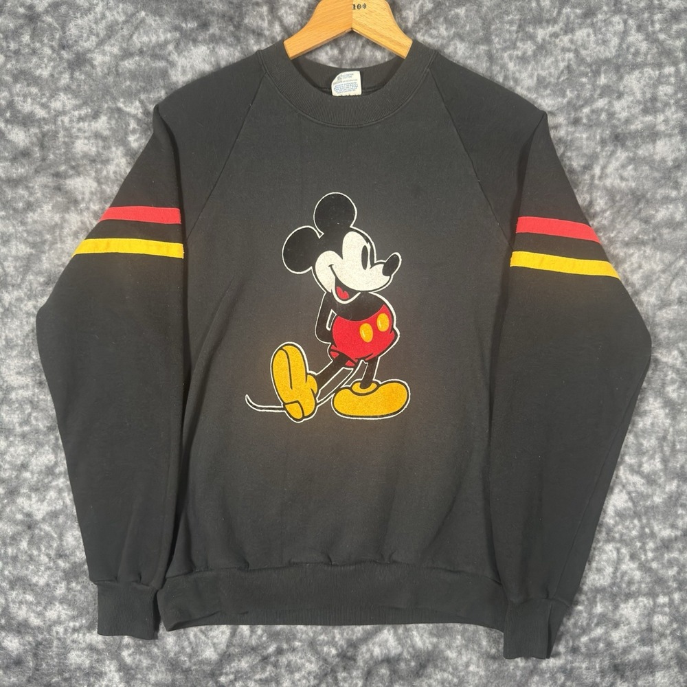 Vintage Mickey Mouse Sweatshirt Mens L Character Fashions 80s Disney Black USA